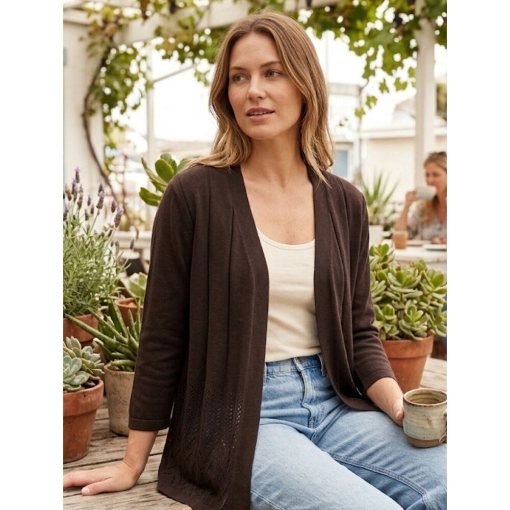 Peyton Primrose Open Front Cardigan Sz XL Black